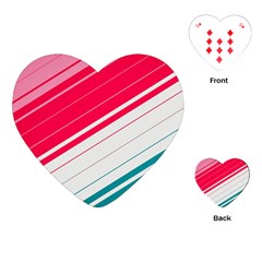 Red White Teal Stripes Playing Cards Single Design (heart)