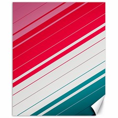 Red White Teal Stripes Canvas 16  X 20  by kyorashop23