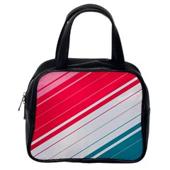 Red White Teal Stripes Classic Handbag (one Side) by kyorashop23