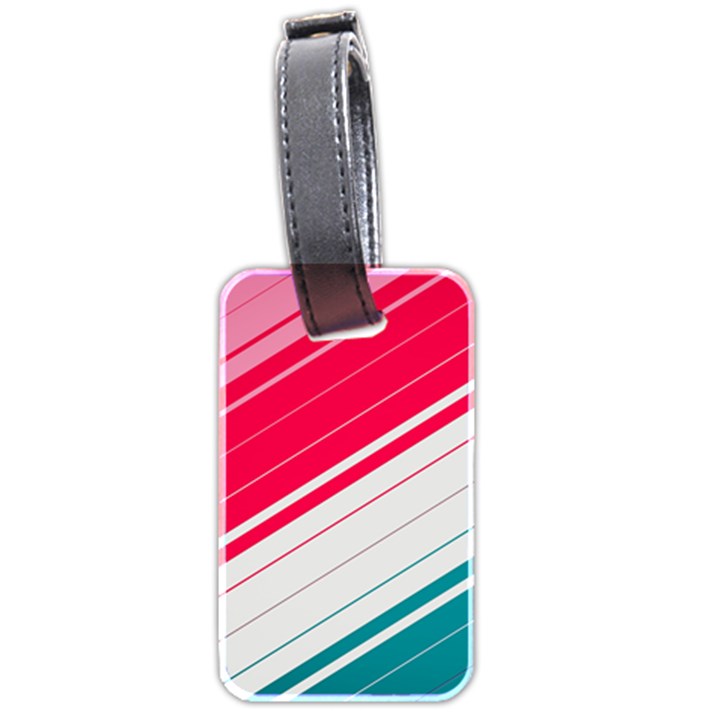 Red White Teal Stripes Luggage Tag (two sides)