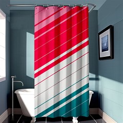 Red White Teal Stripes Shower Curtain 36  X 72  (stall)  by kyorashop23