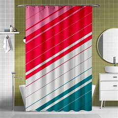 Red White Teal Stripes Shower Curtain 48  X 72  (small)  by kyorashop23