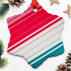 Red White Teal Stripes Ornament (snowflake)