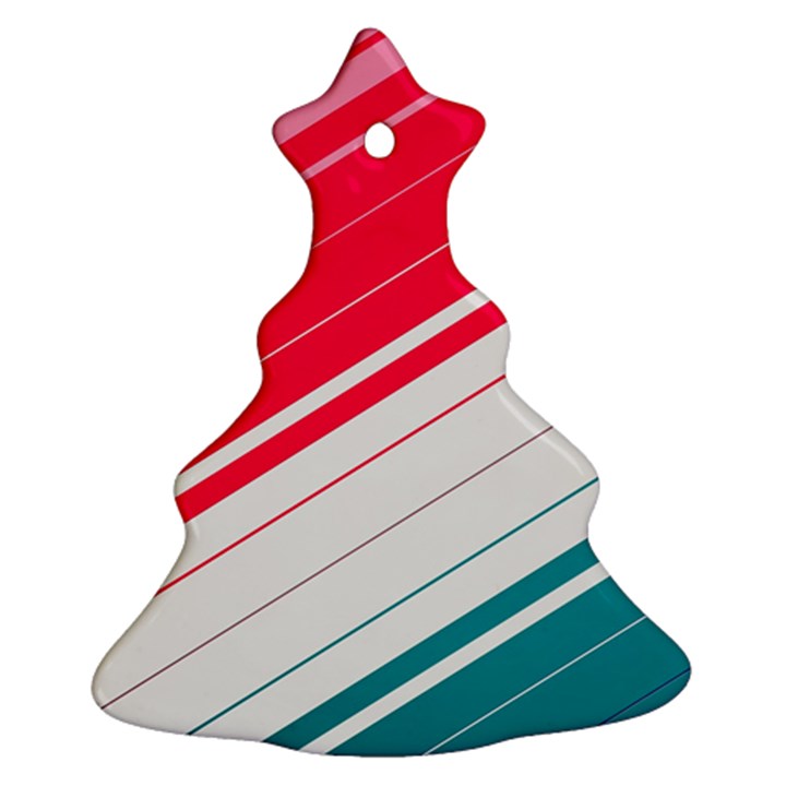 Red White Teal Stripes Ornament (Christmas Tree) 