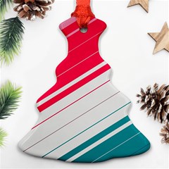 Red White Teal Stripes Christmas Tree Ornament (two Sides)