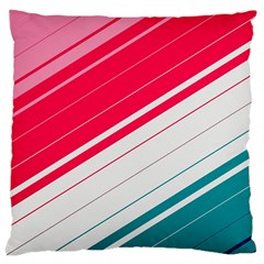 Red White Teal Stripes Large Cushion Case (two Sides) by kyorashop23