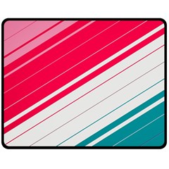 Red White Teal Stripes Two Sides Fleece Blanket (medium) by kyorashop23