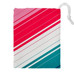 Red White Teal Stripes Drawstring Pouch (5xl) by kyorashop23