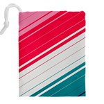 Red White Teal Stripes Drawstring Pouch (5XL) Back