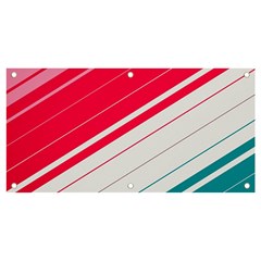 Red White Teal Stripes Banner And Sign 4  X 2  by kyorashop23