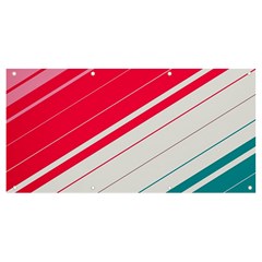 Red White Teal Stripes Banner And Sign 8  X 4  by kyorashop23