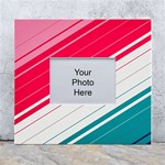 Red White Teal Stripes White Wall Photo Frame 5  x 7  Front