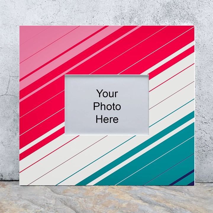 Red White Teal Stripes White Wall Photo Frame 5  x 7 