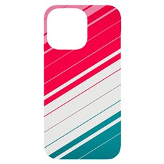 Red White Teal Stripes Iphone 14 Pro Max Black Uv Print Case by kyorashop23