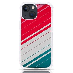 Red White Teal Stripes Iphone 13 Mini Tpu Uv Print Case by kyorashop23