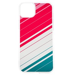 Red White Teal Stripes Iphone 15 Tpu Uv Print Case by kyorashop23