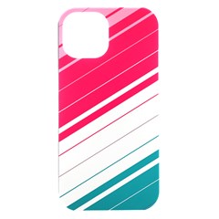 Red White Teal Stripes Iphone 15 Plus Black Uv Print Pc Hardshell Case