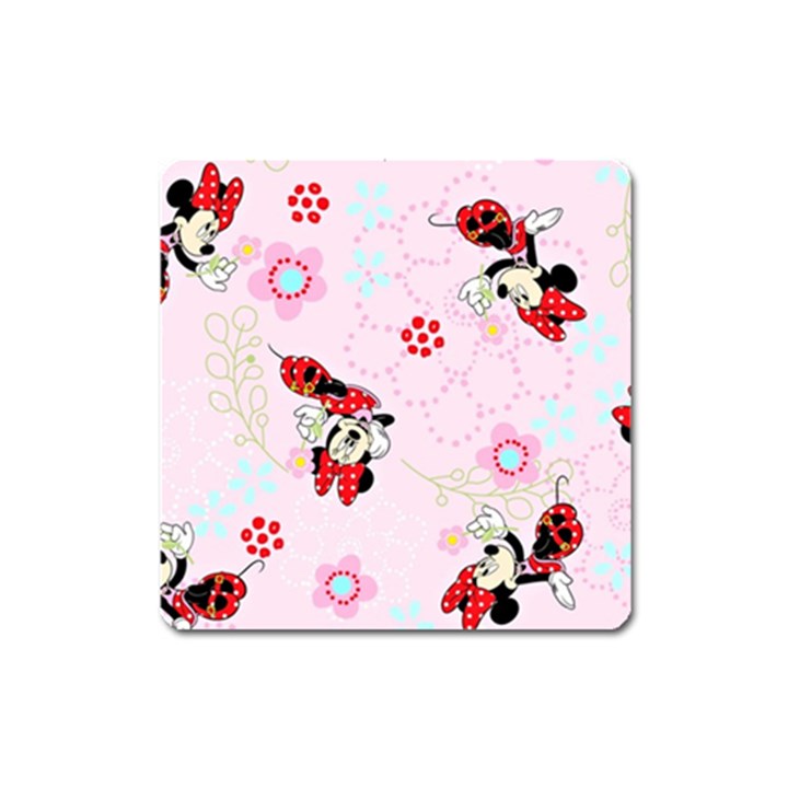 Red, Bow, Mouse, Flower, Child, Paper Square Magnet