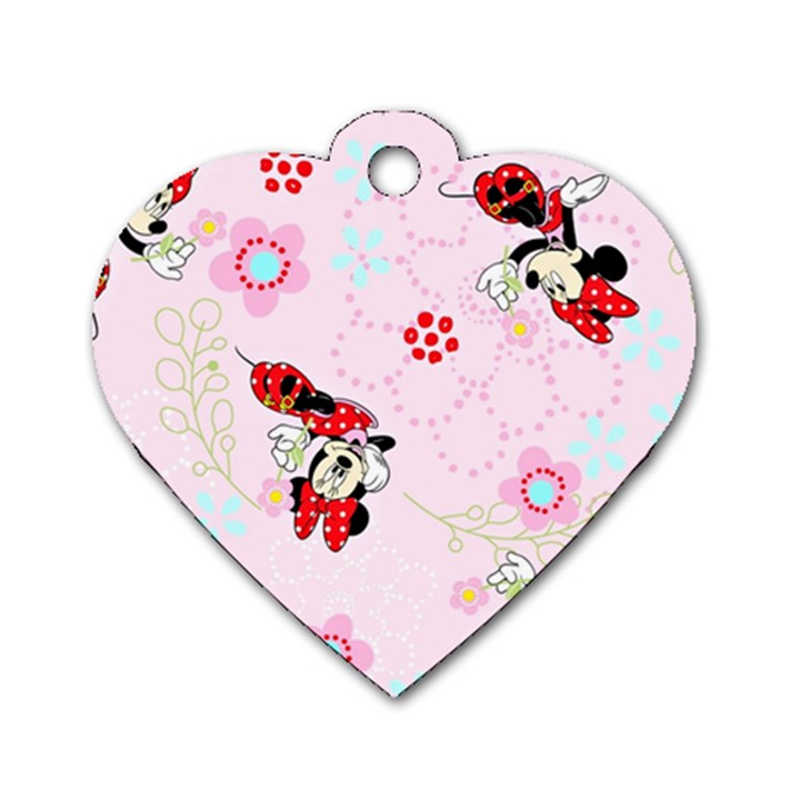 Red, Bow, Mouse, Flower, Child, Paper Dog Tag Heart (One Side)