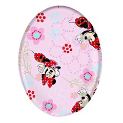 Red, Bow, Mouse, Flower, Child, Paper Oval Glass Fridge Magnet (4 Pack)