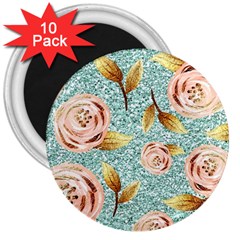 Rose Gold Roses, Girly, Glitter, Pretty, Rose Gold 3  Magnets (10 Pack)  by kyorashop23