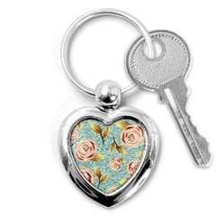 Rose Gold Roses, Girly, Glitter, Pretty, Rose Gold Key Chain (heart) by kyorashop23