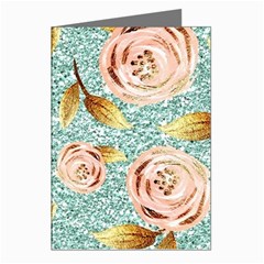 Rose Gold Roses, Girly, Glitter, Pretty, Rose Gold Greeting Cards (pkg Of 8)