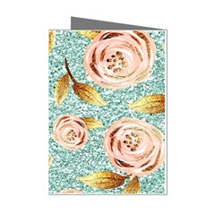 Rose Gold Roses, Girly, Glitter, Pretty, Rose Gold Mini Greeting Cards (pkg Of 8)