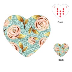 Rose Gold Roses, Girly, Glitter, Pretty, Rose Gold Playing Cards Single Design (heart)