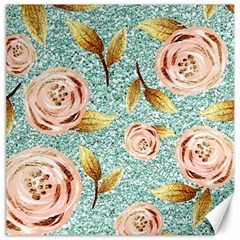 Rose Gold Roses, Girly, Glitter, Pretty, Rose Gold Canvas 16  X 16  by kyorashop23