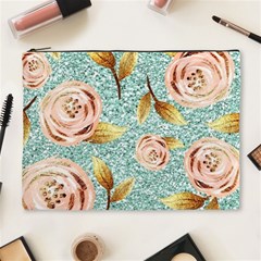 Rose Gold Roses, Girly, Glitter, Pretty, Rose Gold Cosmetic Bag (xl) by kyorashop23