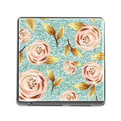 Rose Gold Roses, Girly, Glitter, Pretty, Rose Gold Memory Card Reader (square 5 Slot) by kyorashop23