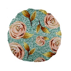 Rose Gold Roses, Girly, Glitter, Pretty, Rose Gold Standard 15  Premium Round Cushions by kyorashop23