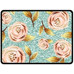 Rose Gold Roses, Girly, Glitter, Pretty, Rose Gold Two Sides Fleece Blanket (large) by kyorashop23