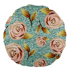 Rose Gold Roses, Girly, Glitter, Pretty, Rose Gold Large 18  Premium Flano Round Cushions by kyorashop23