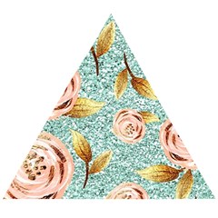 Rose Gold Roses, Girly, Glitter, Pretty, Rose Gold Wooden Puzzle Triangle