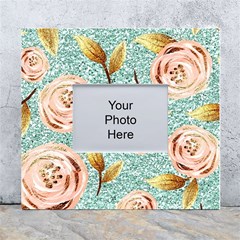 Rose Gold Roses, Girly, Glitter, Pretty, Rose Gold White Wall Photo Frame 5  X 7  by kyorashop23