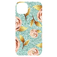 Rose Gold Roses, Girly, Glitter, Pretty, Rose Gold Iphone 14 Plus Black Uv Print Case by kyorashop23