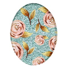 Rose Gold Roses, Girly, Glitter, Pretty, Rose Gold Oval Glass Fridge Magnet (4 Pack) by kyorashop23