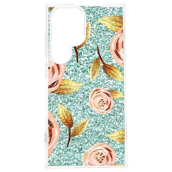 Rose Gold Roses, Girly, Glitter, Pretty, Rose Gold Samsung Galaxy S24 Plus 6.7 Inch TPU UV Case