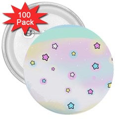 Stars, Cute, Pastel, Pattern 3  Buttons (100 Pack)  by kyorashop23