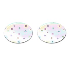 Stars, Cute, Pastel, Pattern Cufflinks (oval) by kyorashop23