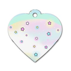 Stars, Cute, Pastel, Pattern Dog Tag Heart (two Sides) by kyorashop23