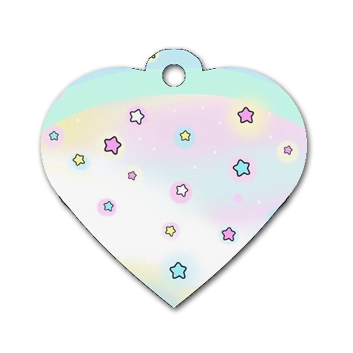 Stars, Cute, Pastel, Pattern Dog Tag Heart (Two Sides)