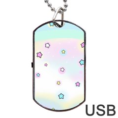 Stars, Cute, Pastel, Pattern Dog Tag Usb Flash (two Sides) by kyorashop23