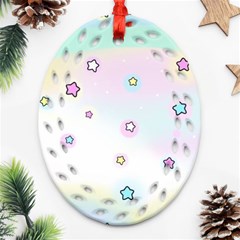 Stars, Cute, Pastel, Pattern Oval Filigree Ornament (two Sides)