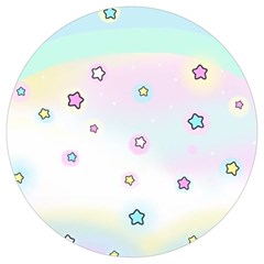 Stars, Cute, Pastel, Pattern Round Trivet by kyorashop23