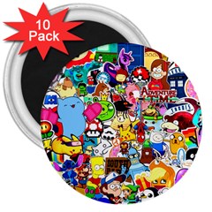 Sticker Art, Brand, Cartoon 3  Magnets (10 Pack)  by kyorashop23