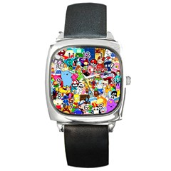 Sticker Art, Brand, Cartoon Square Metal Watch by kyorashop23