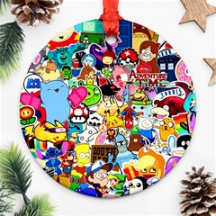 Sticker Art, Brand, Cartoon Round Ornament (two Sides)